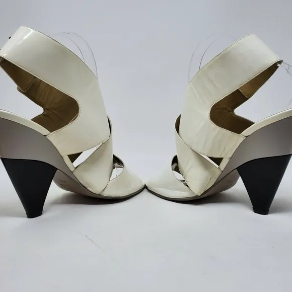 Chloe Off White Criss Cross Patent Leather Heels