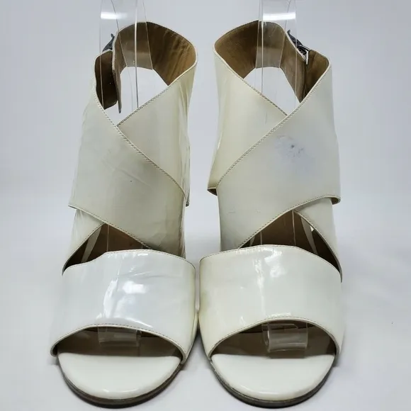 Chloe Off White Criss Cross Patent Leather Heels