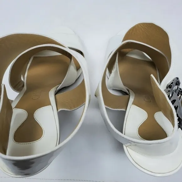 Chloe Off White Criss Cross Patent Leather Heels