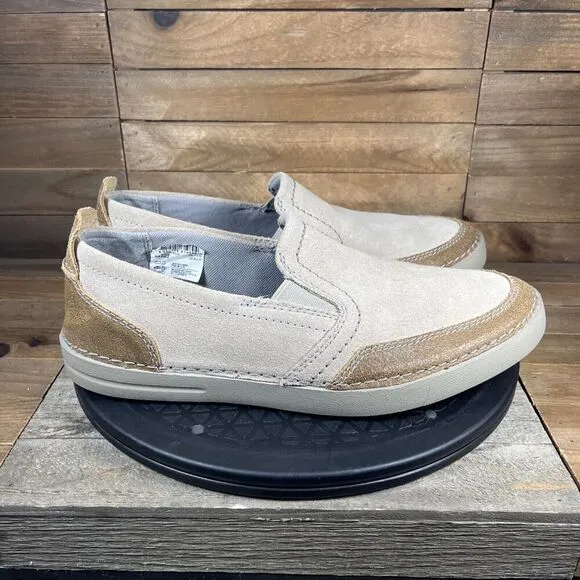 Clarks Men's Size 8.5 M Gosler Race Beige Sand Suede Slip on Loafer Shoes