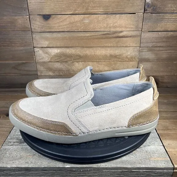 Clarks Men's Size 8.5 M Gosler Race Beige Sand Suede Slip on Loafer Shoes
