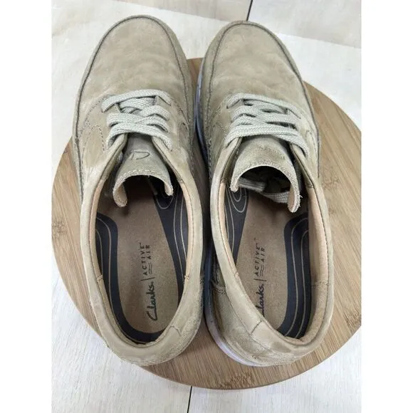 Clarks Nature 5 Lo Tan leather Casual Loafer Shoes Mens Size 13 WIDE