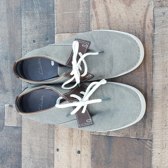 Clarks Neelix Vibe Ortholite  Comfort Oxford Taupe Gray men's sz 9.5