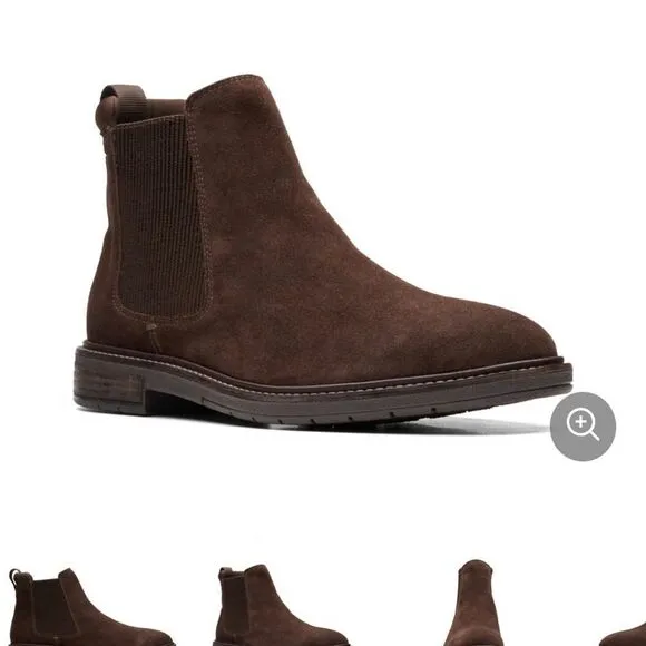 Clarks Mens Clarkdale Hall Dark Brown Suede Pull On Chelsea Boot Size 13