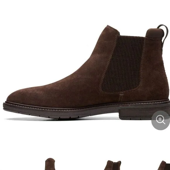 Clarks Mens Clarkdale Hall Dark Brown Suede Pull On Chelsea Boot Size 13