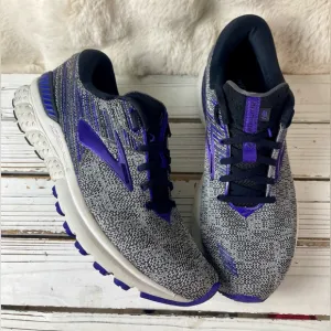 CLEAN Size 11 Brooks Adrenaline GTS 19 Gray Metallic Purple Black Running Shoes