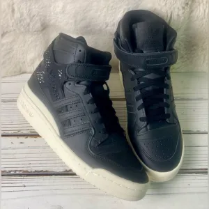 CLEAN Size 8 - adidas Forum 84 High Black Sparkle Rhinestone Women's Shoes