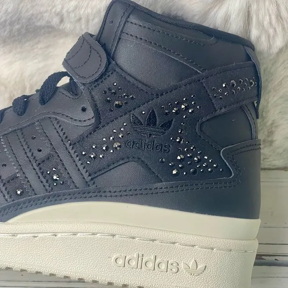 CLEAN Size 8 - adidas Forum 84 High Black Sparkle Rhinestone Women's Shoes