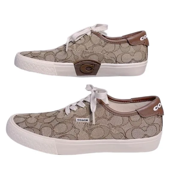 COACH CitySole Skateboarding Signature Logo Low Top Shoes Women's Khaki Size 7