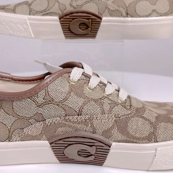 COACH CitySole Skateboarding Signature Logo Low Top Shoes Women's Khaki Size 7