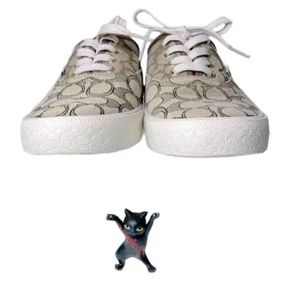 COACH CitySole Skateboarding Signature Logo Low Top Shoes Women's Khaki Size 7