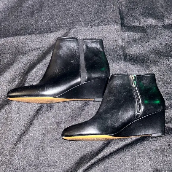 Coach Maya Leather Wedge Ankle Boots