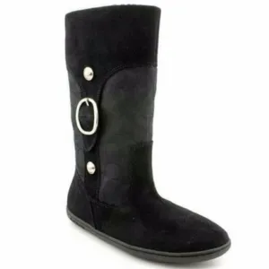 Coach Signature Suede Meyer Silver Buckle Boots Size 7B
