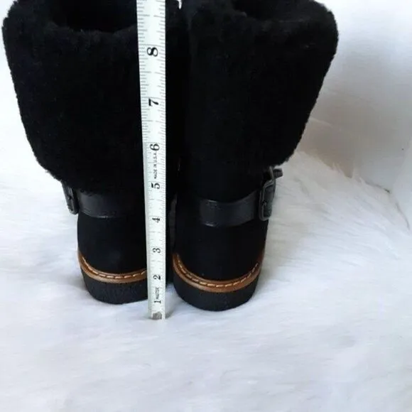 COACH Womens size 5B Shearling Harness Suede Winter Boots