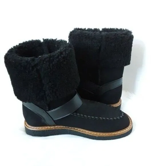 COACH Womens size 5B Shearling Harness Suede Winter Boots