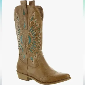 Coconuts by Matisse western boots tan &amp; Tourqoise
