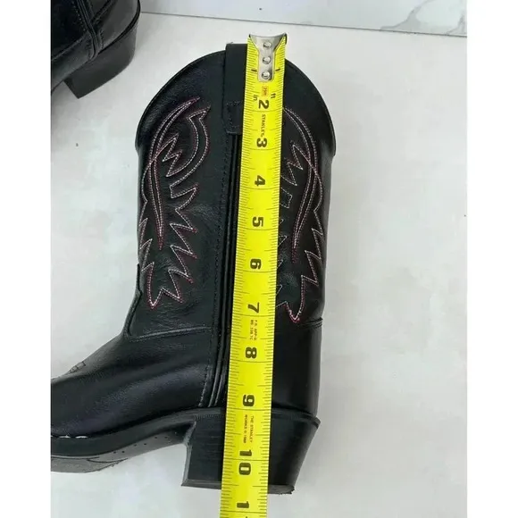 Cody James Kids Pull On Mid Calf Cowboy Western Black Leather Boots Sz 21