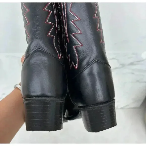 Cody James Kids Pull On Mid Calf Cowboy Western Black Leather Boots Sz 21