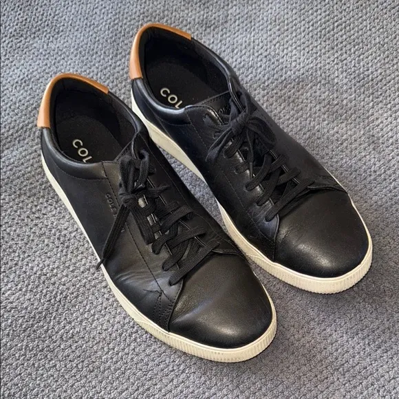 Cole Haan Black Leather Sneakers Men’s 12 Lace-Up Low Top Casual Shoes