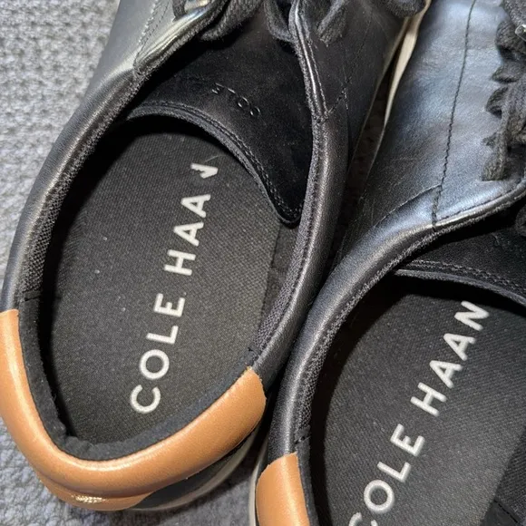 Cole Haan Black Leather Sneakers Men’s 12 Lace-Up Low Top Casual Shoes