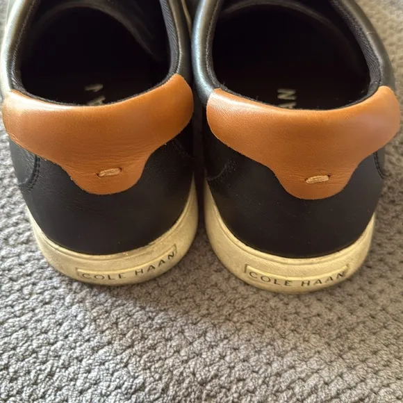 Cole Haan Black Leather Sneakers Men’s 12 Lace-Up Low Top Casual Shoes