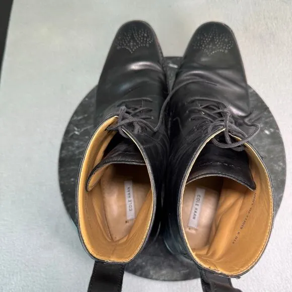 Cole Haan Lionel Dress Boots Lace-Up Black Leather Men’s 9M US