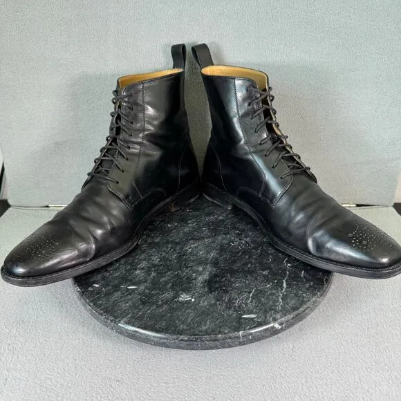 Cole Haan Lionel Dress Boots Lace-Up Black Leather Men’s 9M US