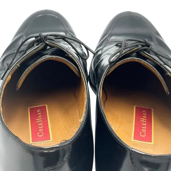 Cole Haan Mens 12 D Calhoun Split Toe Black Leather Oxford Dress Shoes Formal