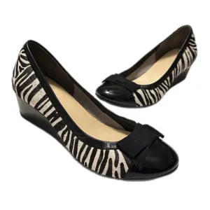 Cole Haan NikeAir Womens Size 8B Zebra Fur Slip On Wedge Shoes
