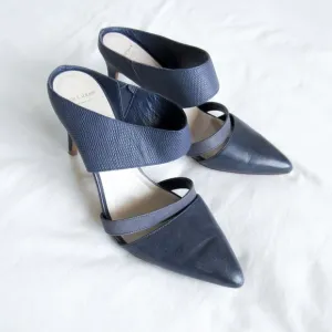 COLE HAAN Purple Leather Pointed Toe Heels Chic Skinny Heels Slip-On Size 8.5