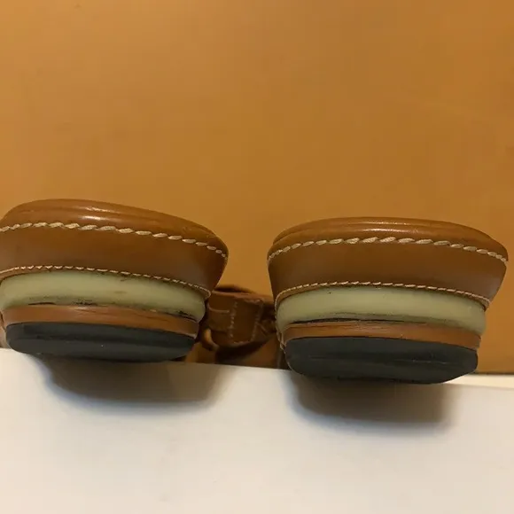 COLE HAAN TAN LEATHER SANDALS SZ 5B 1.5” WEDGE HEELS