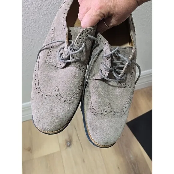 Cole Haan Wing Tip Suede Shoes Mens 11M Gray Blue Soles Work Dressy Leather Hip
