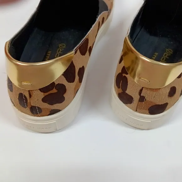 Cole Haan Wide GrandPro Spectator Leopard Hair Calf Slip On Shoes Sneakers 7½C