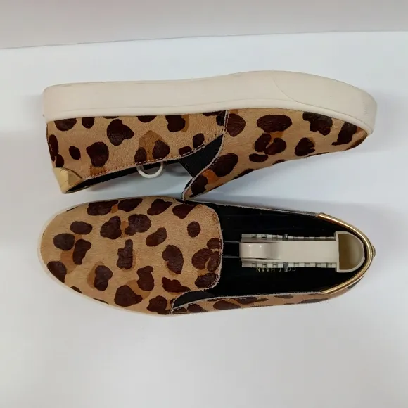 Cole Haan Wide GrandPro Spectator Leopard Hair Calf Slip On Shoes Sneakers 7½C