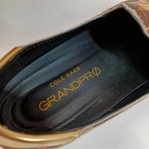 Cole Haan Wide GrandPro Spectator Leopard Hair Calf Slip On Shoes Sneakers 7½C