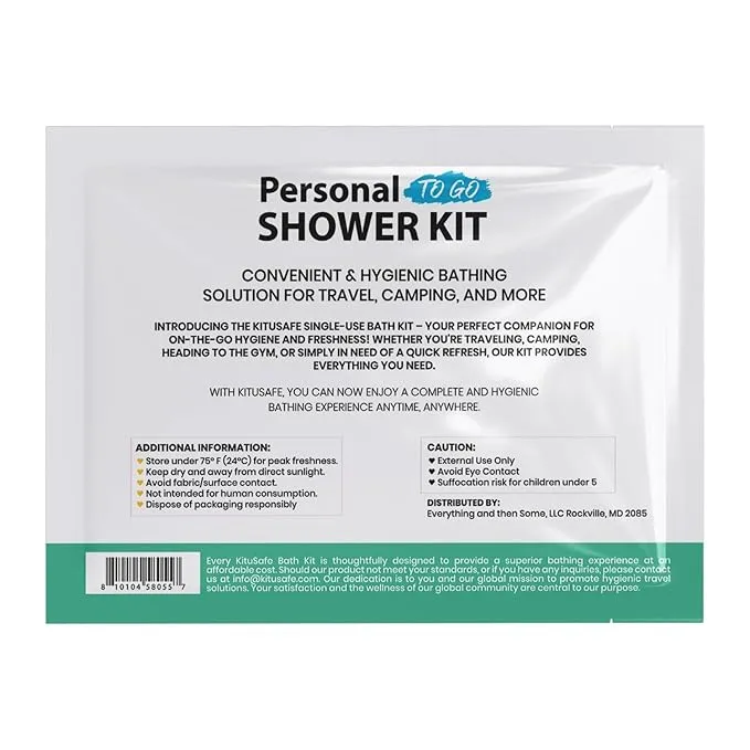 Compact Personal Shower Kit To-Go (Multi-Color) – Your Hygiene Companion for Travel, Gym, Camping | Shower on the Go | Shampoo, Soap, Towel. All in One (100)