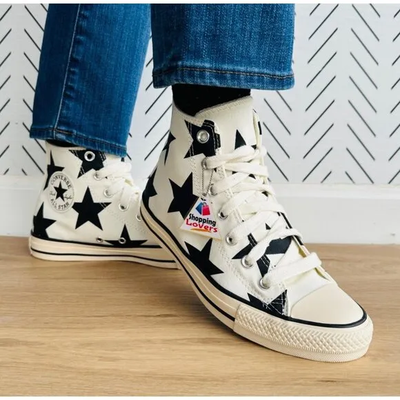 ⭐Converse Chuck Taylor All Star Hi Large Stars Sz 8 Women Shoes Beige  A09898F