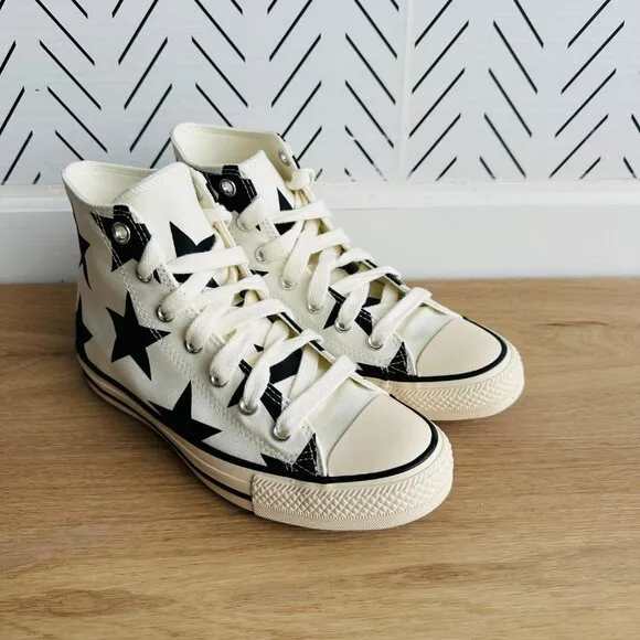 ⭐Converse Chuck Taylor All Star Hi Large Stars Sz 8 Women Shoes Beige  A09898F