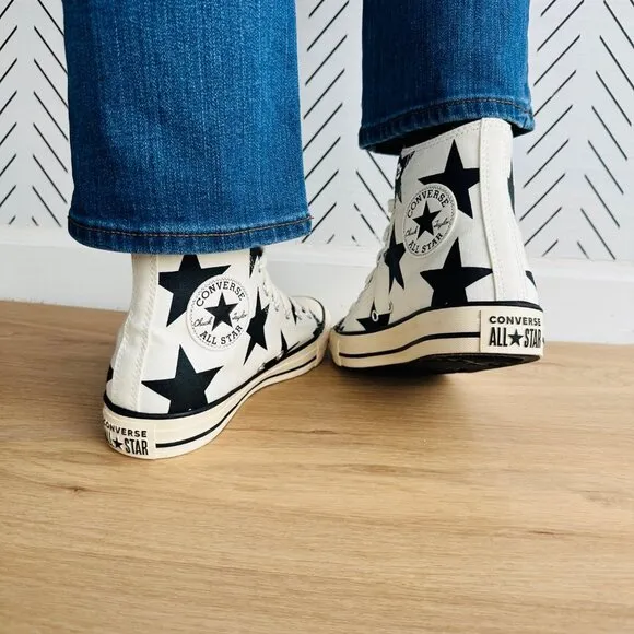 ⭐Converse Chuck Taylor All Star Hi Large Stars Sz 8 Women Shoes Beige  A09898F