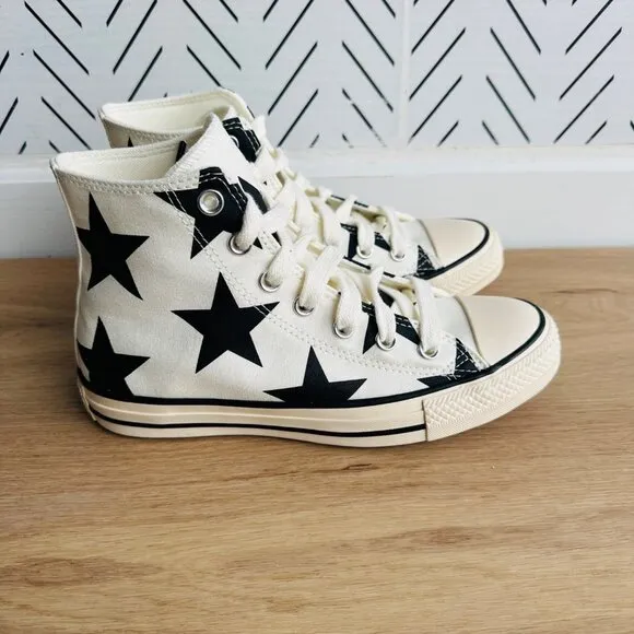 ⭐Converse Chuck Taylor All Star Hi Large Stars Sz 8 Women Shoes Beige  A09898F