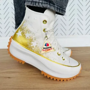 ⭐Converse Run Star Hike Hi Women Shoes Sz 7.5 Embroidered Stars Platform A12900C