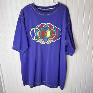 COOGI Colorful Embroidered Men's Sz XL Purple Short Sleeve T Shirt Baggy