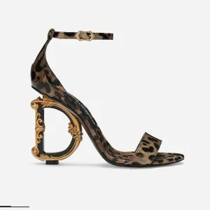 COPY - Printed polished calfskin Baroque DG sandals in Animal Print