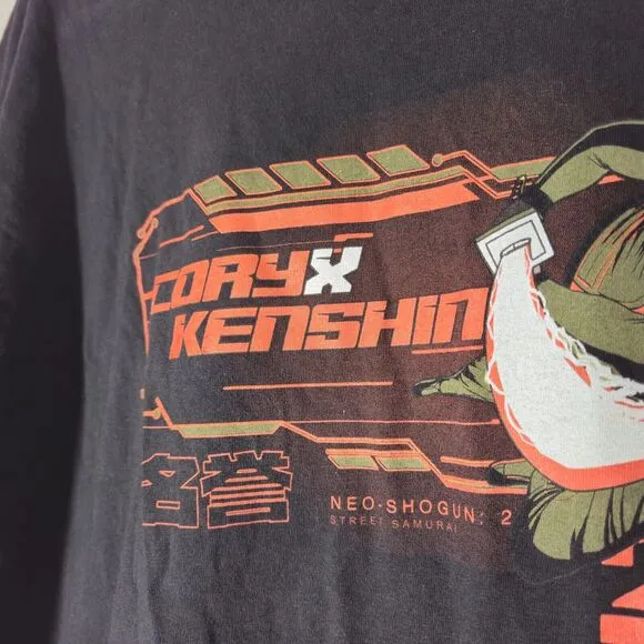 CoryxKenshin Samurai Way Of Warrior Anime Graphic Black Tshirt Short Sleeve XL