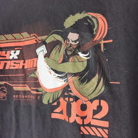 CoryxKenshin Samurai Way Of Warrior Anime Graphic Black Tshirt Short Sleeve XL