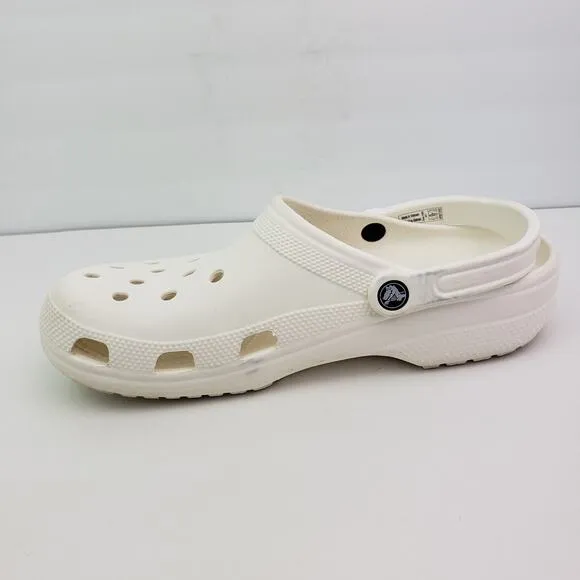 Crocs Classic Mens Size 11 White Slip On Casual Comfort Clog Shoes 10001