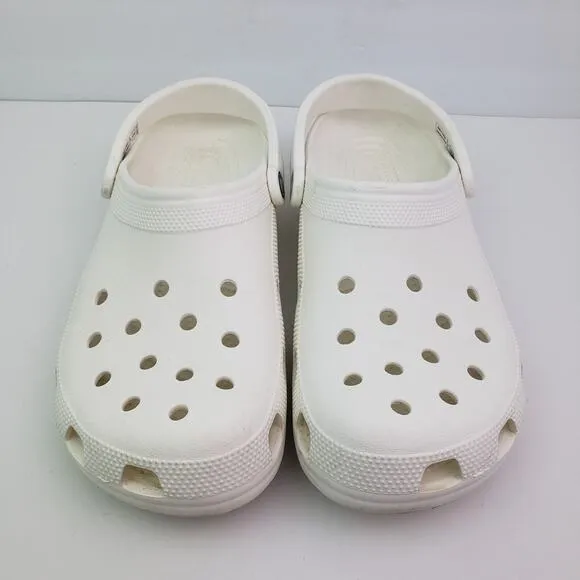 Crocs Classic Mens Size 11 White Slip On Casual Comfort Clog Shoes 10001