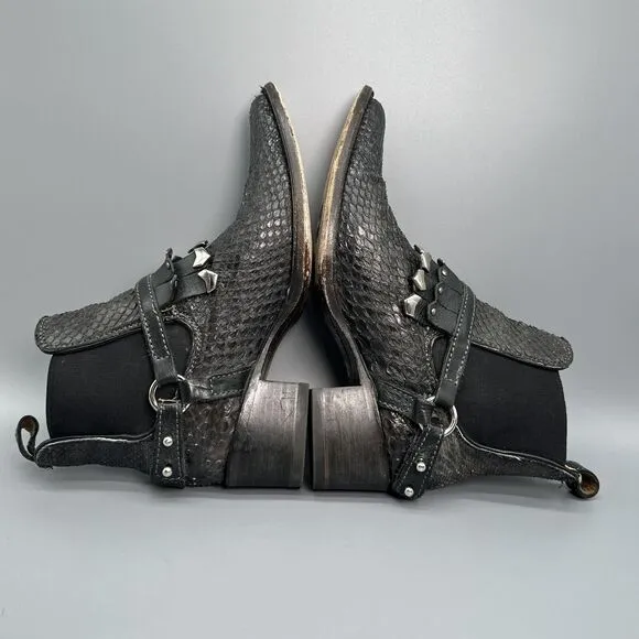 Cuadra Womens 6 Chelsea Boots Booties Black Silver Studded Fringe Western Mexico