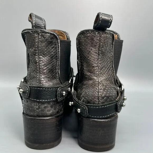 Cuadra Womens 6 Chelsea Boots Booties Black Silver Studded Fringe Western Mexico