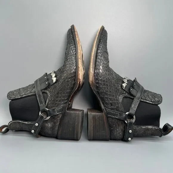 Cuadra Womens 6 Chelsea Boots Booties Black Silver Studded Fringe Western Mexico